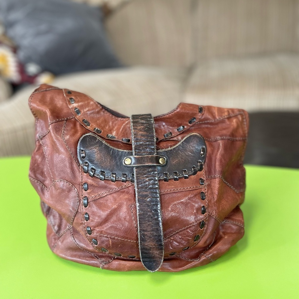 Lucky Brand Brown Leather Patchwork Bag
